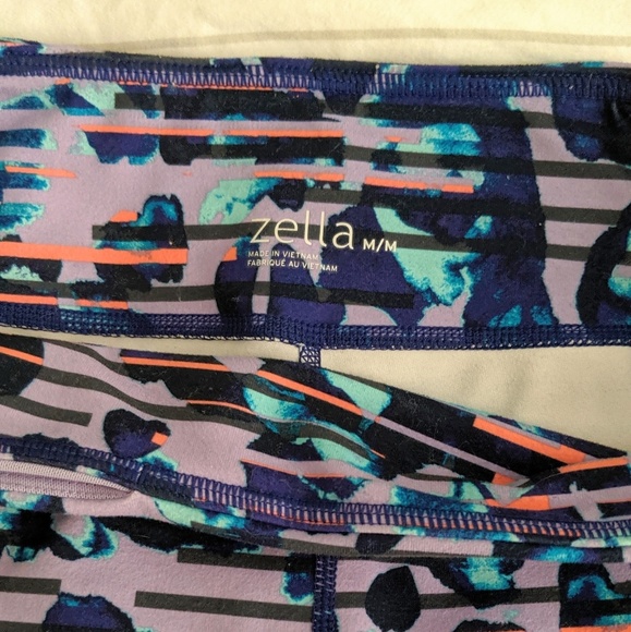 Zella Lilac Floral Striped Workout Leggings M - Picture 4 of 5